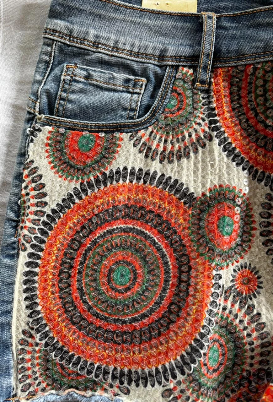 ᭿ Short in colorful sequined denim by Zac & Zoe Jeans – Size XXL – photo 5